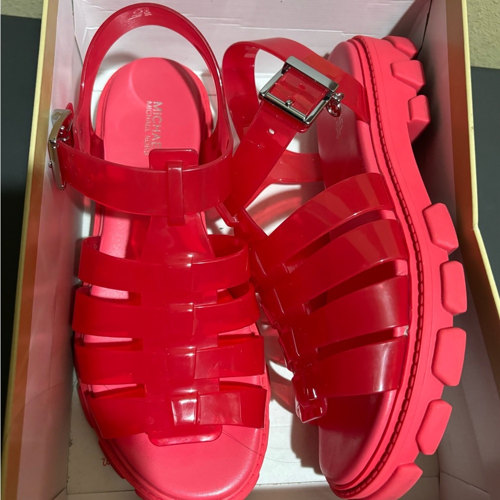 Michael kors pink jelly sandals size7.5 - Picture 2 of 4